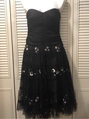 BCBGMaxAzria Pinup Black Strapless Tulle Sundress